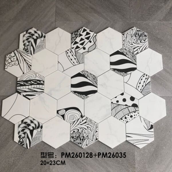 Pm260128 & Pm26035 Hexagonal Encaustic Tile